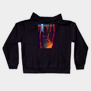 New York City at Night Comic Art Style Kids Hoodie